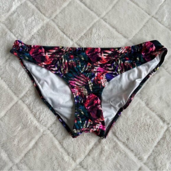 Victoria's Secret PINK | Black Multicolor Palm Bikini Bottoms | Size Large - Picture 2 of 7